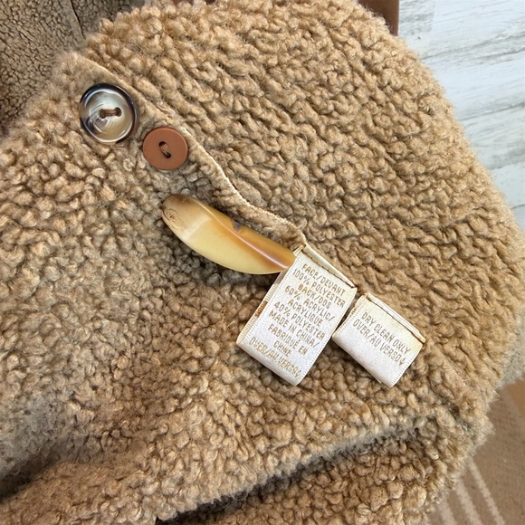 Dana Buchman Shearling Long Coat 10 Boho Rustic Toggle Faux Suede Penny Lane - Picture 14 of 15